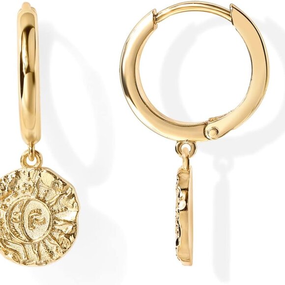 14K Gold Plated S925 Sterling Silver Post Lightweight Drop Dangle Huggie Hoop Ea - Picture 1 of 5